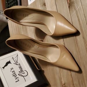 Guess Tan Leather Heels.